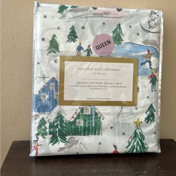 Cupcakes & Cashmere Queen Sheet Set New Christmas Tree Kids Cotton
